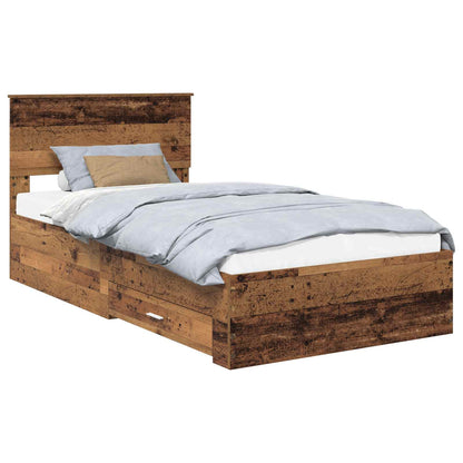 Bed Frame with Drawer Old Wood 100 x 200 cm Engineered Wood