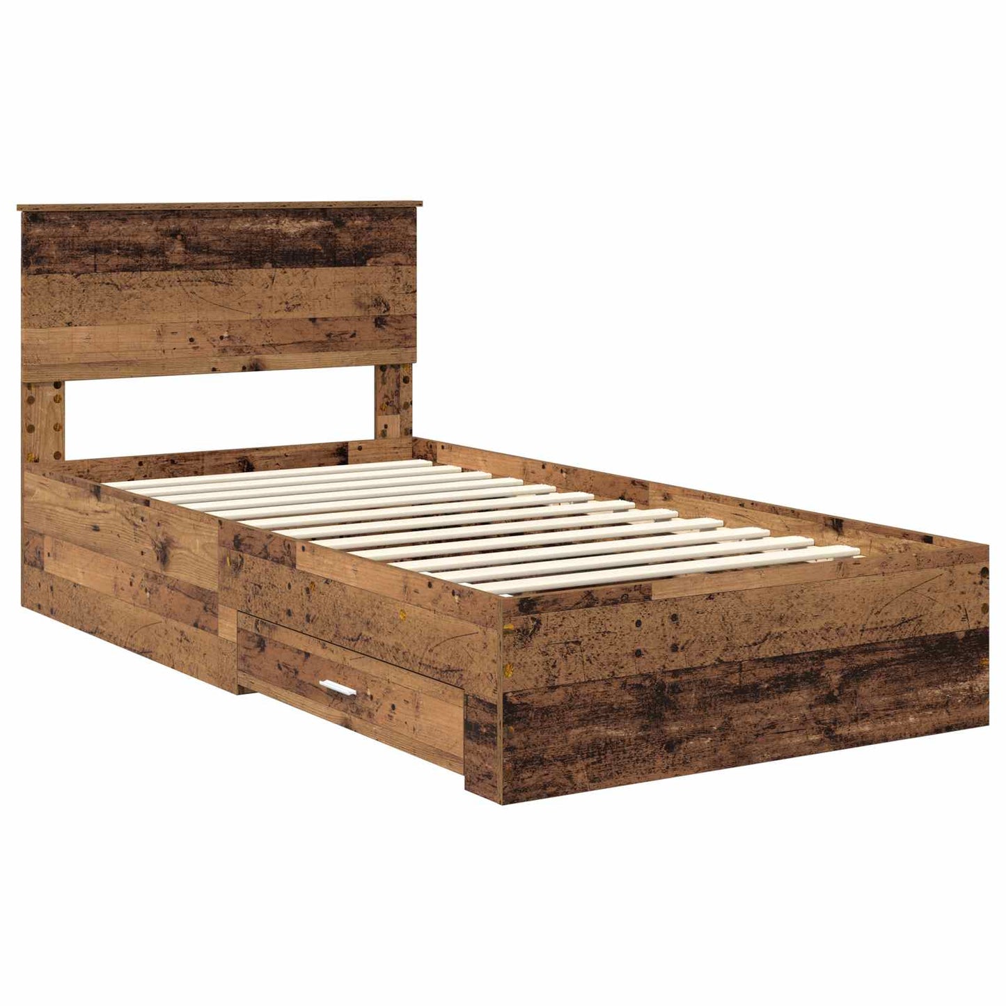 Bed Frame with Drawer Old Wood 100 x 200 cm Engineered Wood