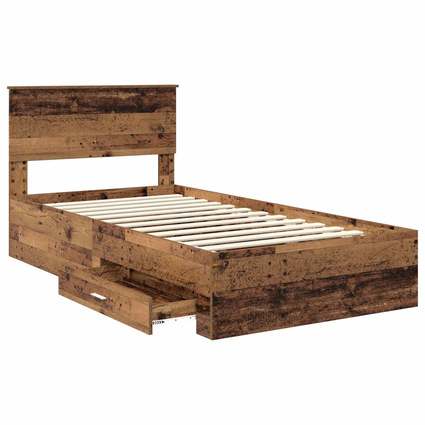 Bed Frame with Drawer Old Wood 100 x 200 cm Engineered Wood