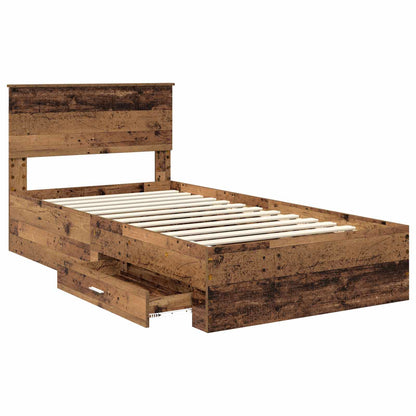 Bed Frame with Drawer Old Wood 100 x 200 cm Engineered Wood