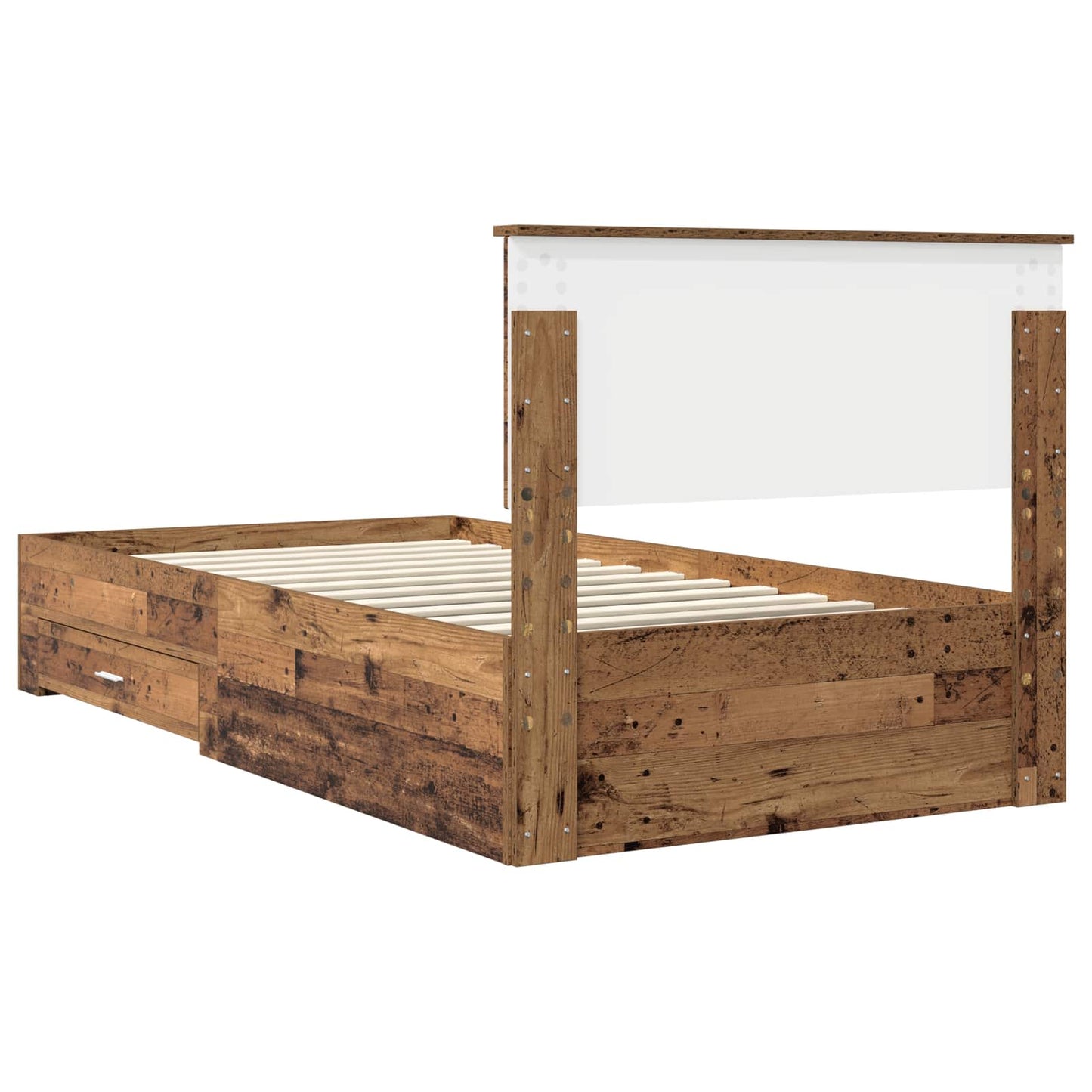 Bed Frame with Drawer Old Wood 100 x 200 cm Engineered Wood