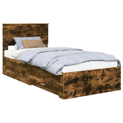 Bed Frame with Drawer Smoked Oak 90 x 200 cm Engineered Wood