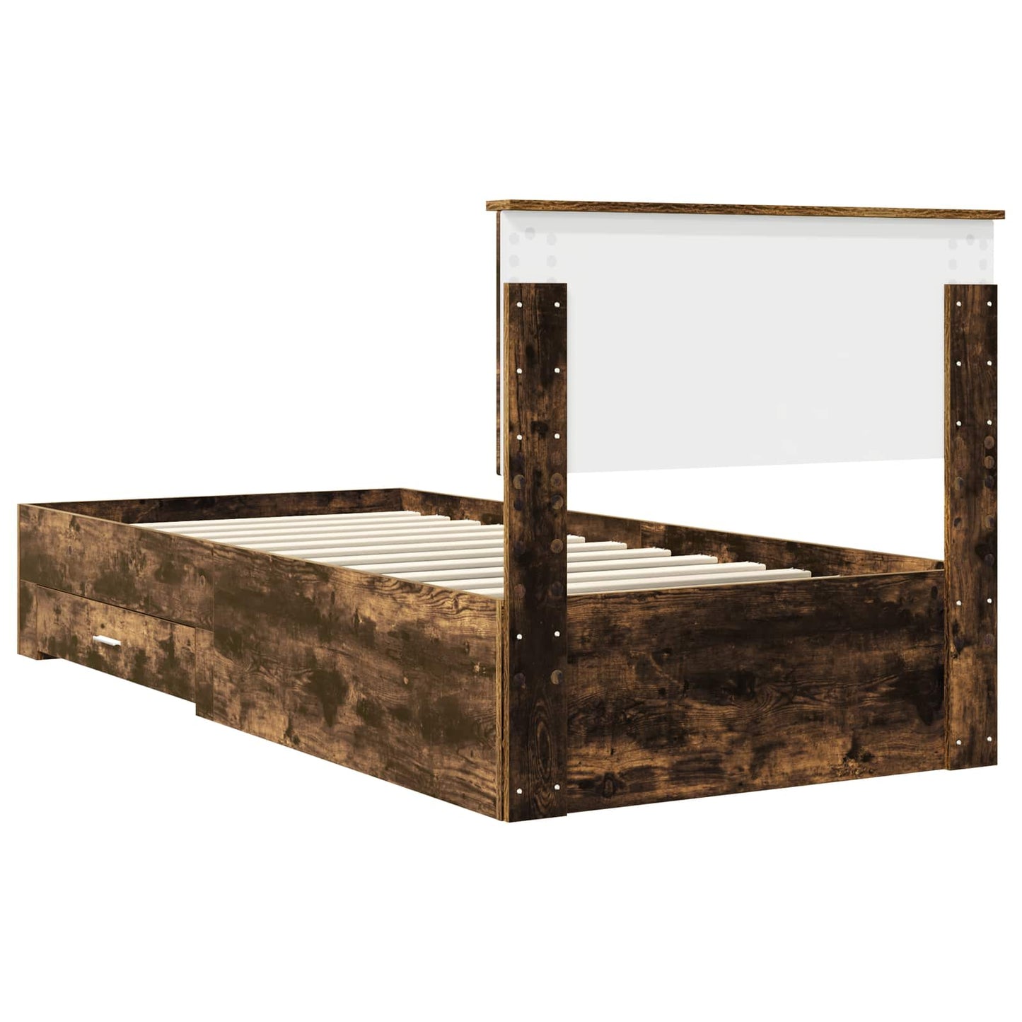 Bed Frame with Drawer Smoked Oak 90 x 200 cm Engineered Wood