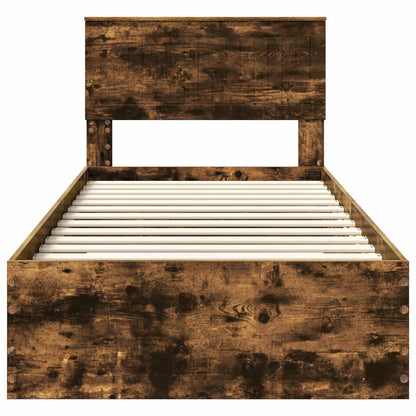 Bed Frame with Drawer Smoked Oak 90 x 200 cm Engineered Wood