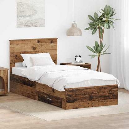 Bed Frame with Drawer Old Wood 90 x 200 cm Engineered Wood