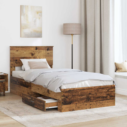 Bed Frame with Drawer Old Wood 90 x 200 cm Engineered Wood