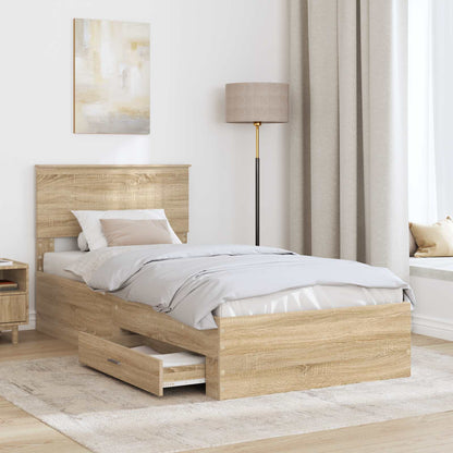 Bed Frame with Drawer Sonoma Oak 90 x 190 cm Engineered Wood