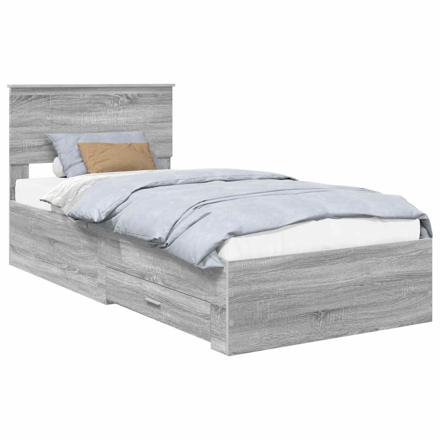 Bed Frame with Drawer Grey Sonoma 90 x 190 cm Engineered Wood