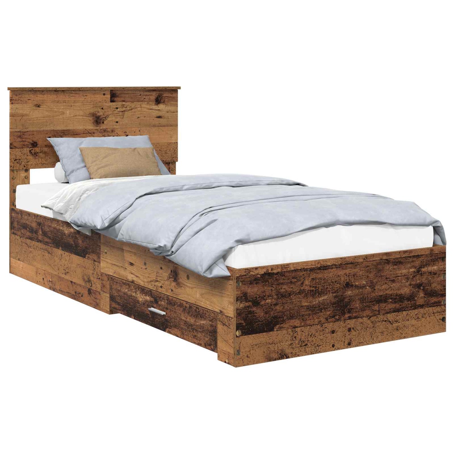 Bed Frame with Drawer Old Wood 90 x 190 cm Engineered Wood