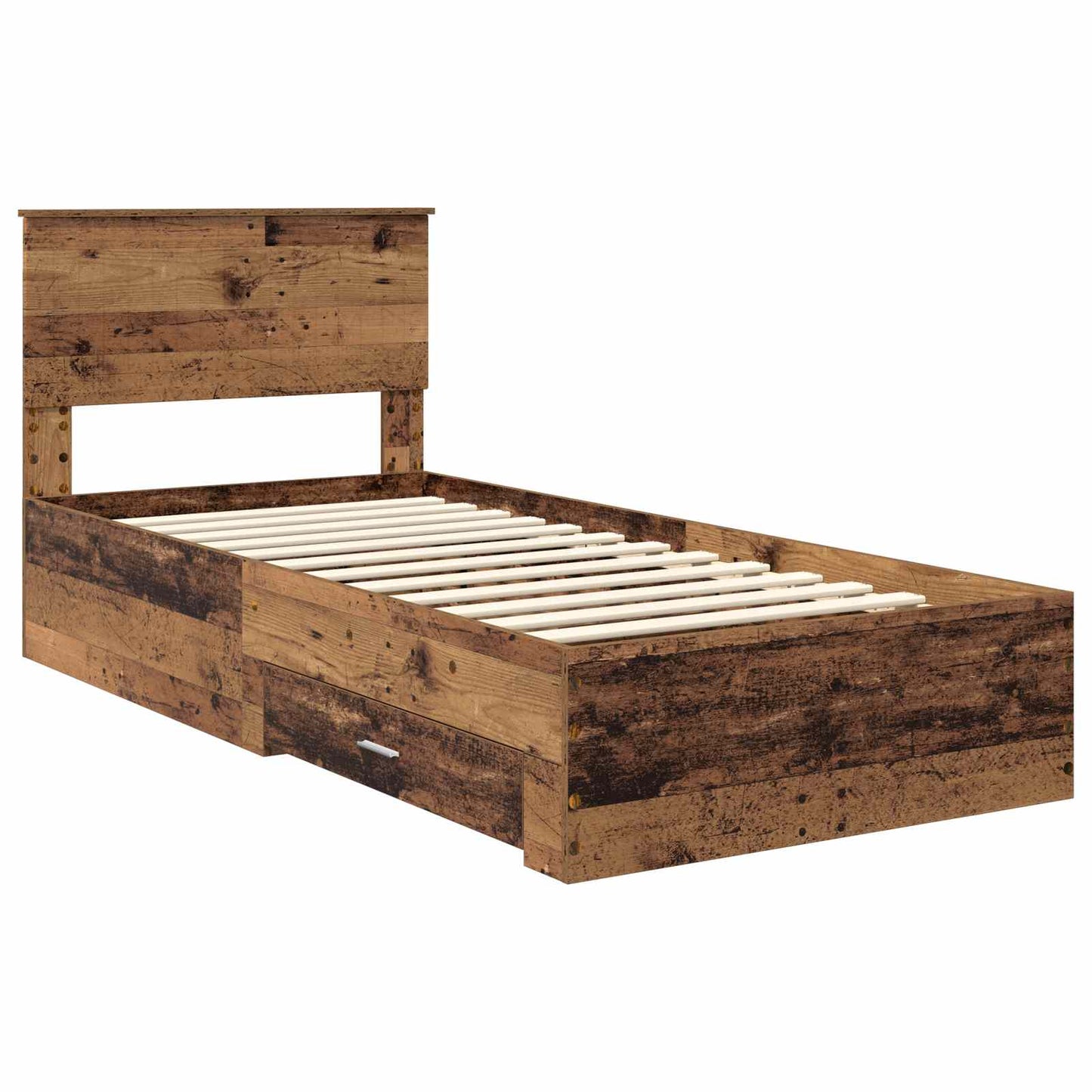 Bed Frame with Drawer Old Wood 90 x 190 cm Engineered Wood