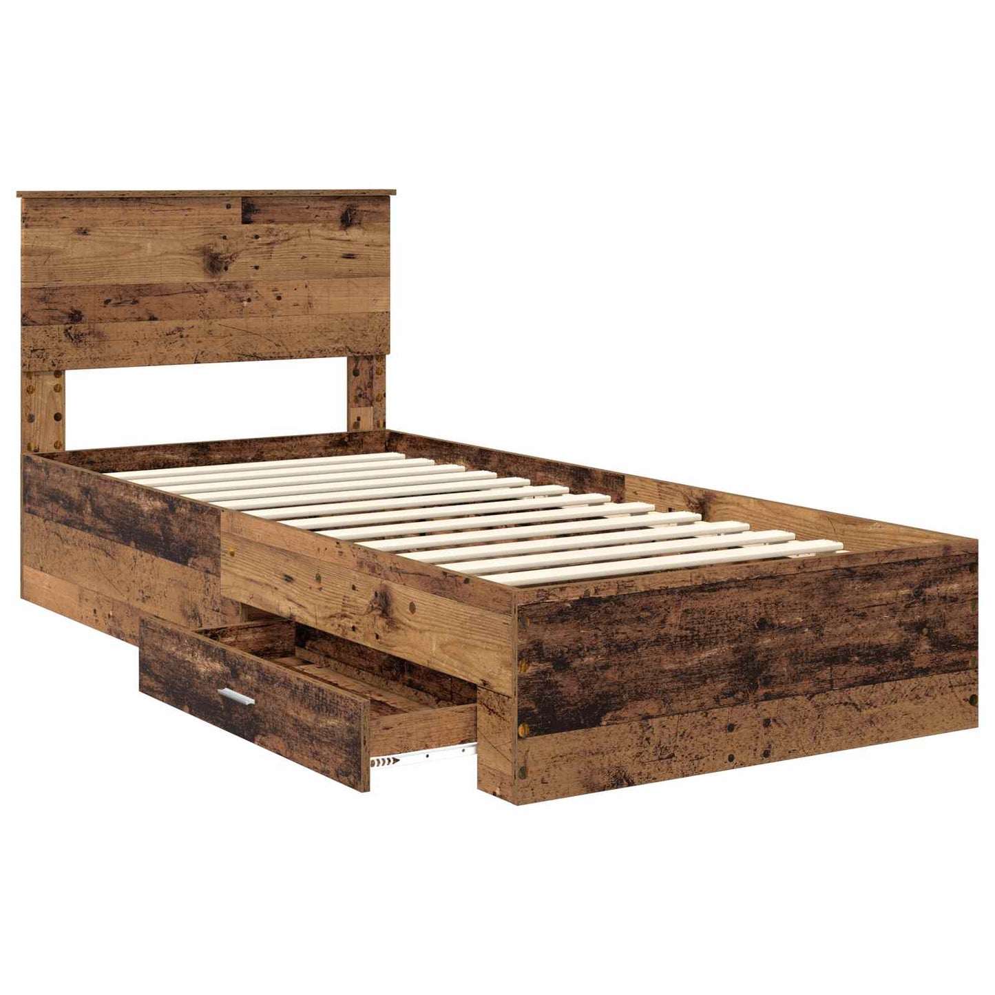Bed Frame with Drawer Old Wood 90 x 190 cm Engineered Wood