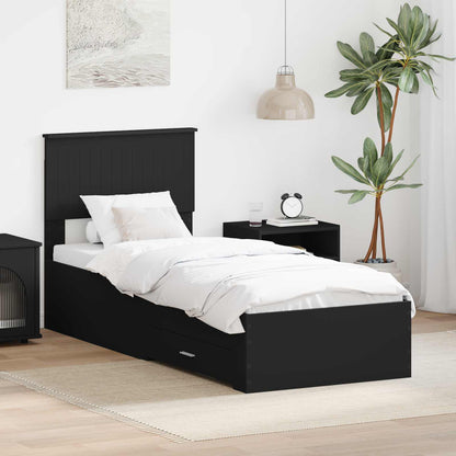 Bed Frame Black and Silver 75 x 190 cm Engineered Wood