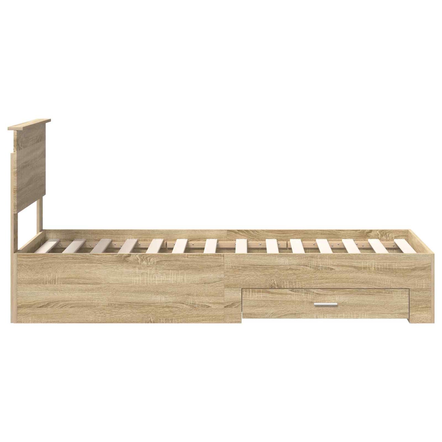 Bed Frame Sonoma Oak and Silver 75 x 190 cm Engineered Wood