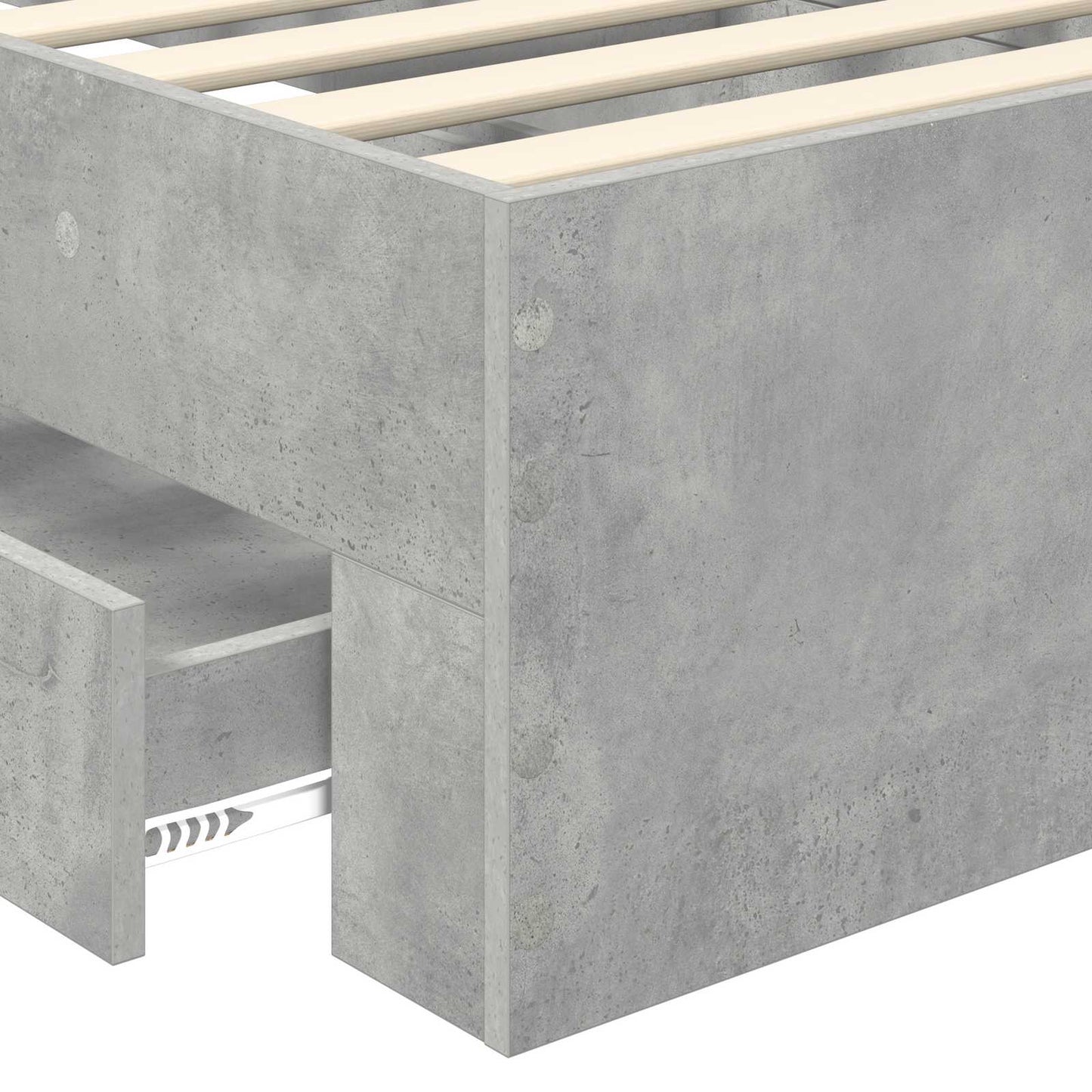Bed Frame Concrete Grey and Silver 70 x 190 cm Engineered Wood