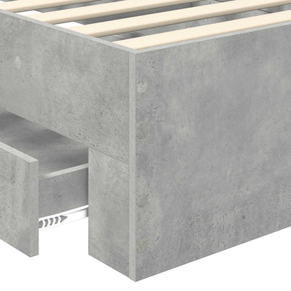Bed Frame Concrete Grey and Silver 70 x 190 cm Engineered Wood