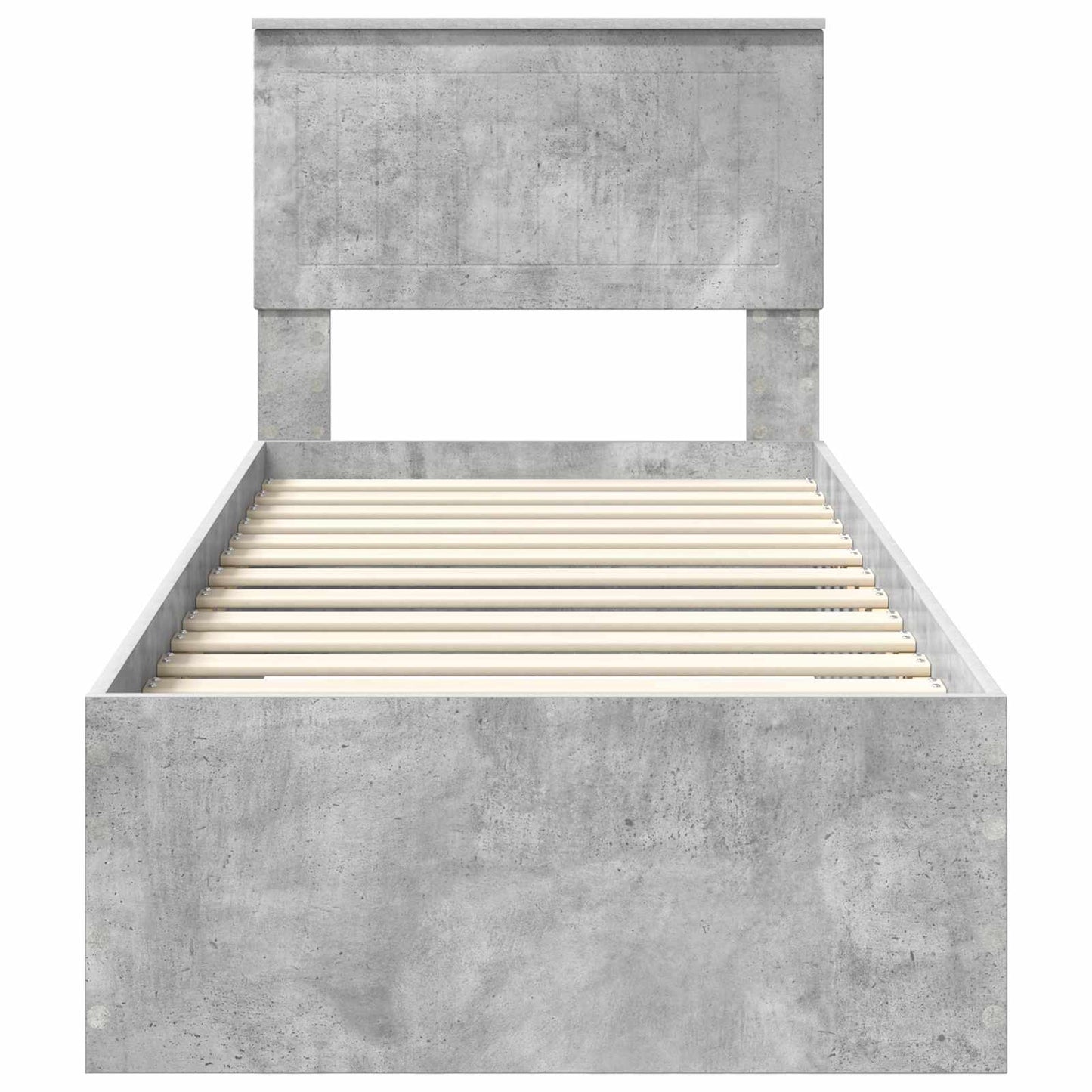 Bed Frame Concrete Grey and Silver 70 x 190 cm Engineered Wood