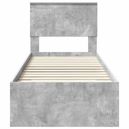Bed Frame Concrete Grey and Silver 70 x 190 cm Engineered Wood