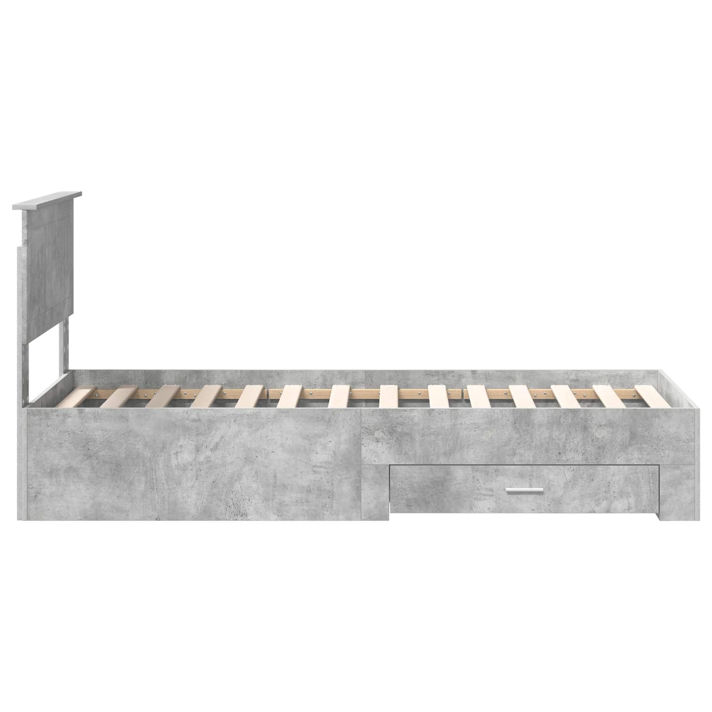 Bed Frame Concrete Grey and Silver 70 x 190 cm Engineered Wood