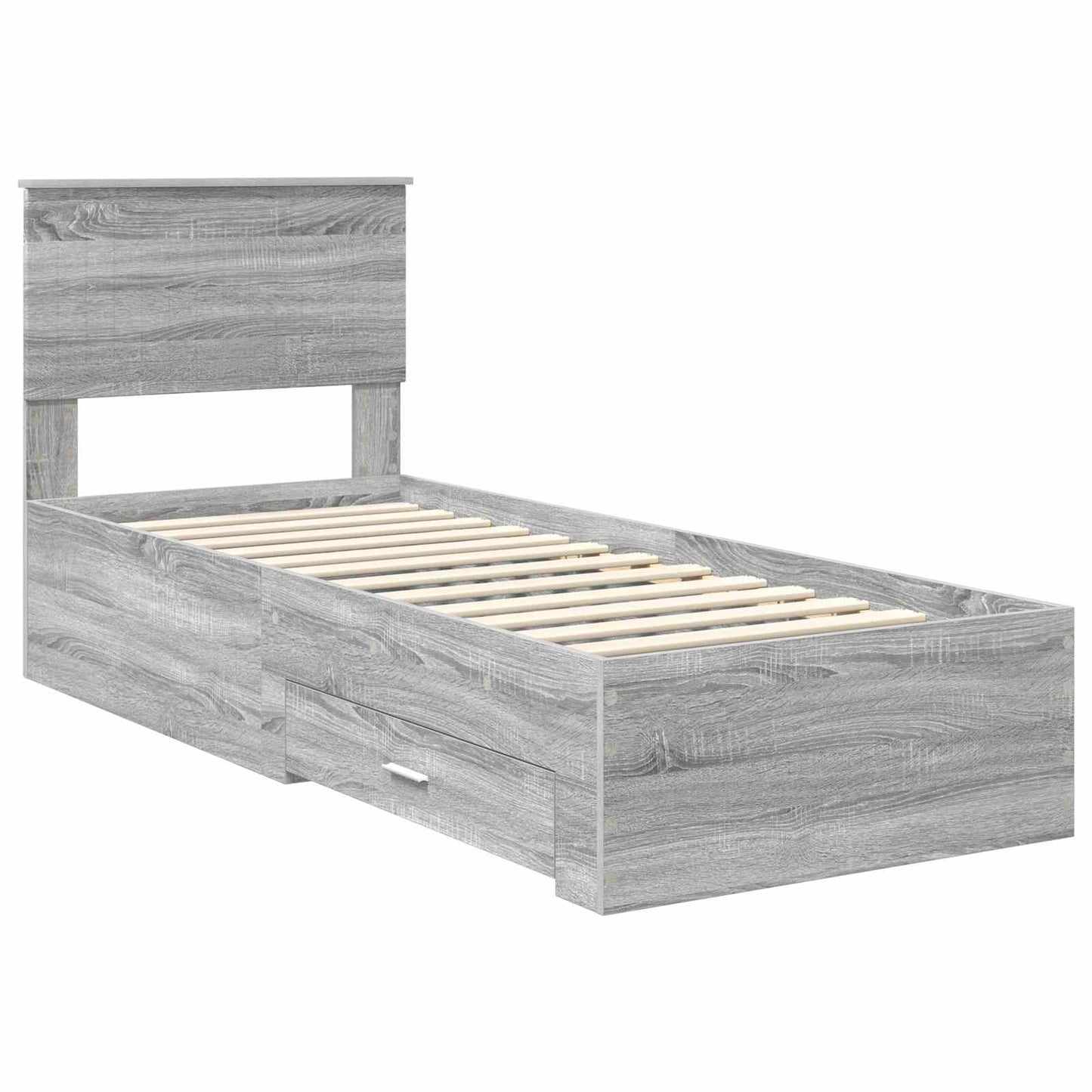 Bed Frame Grey Sonoma and Silver 75 x 190 cm Engineered Wood