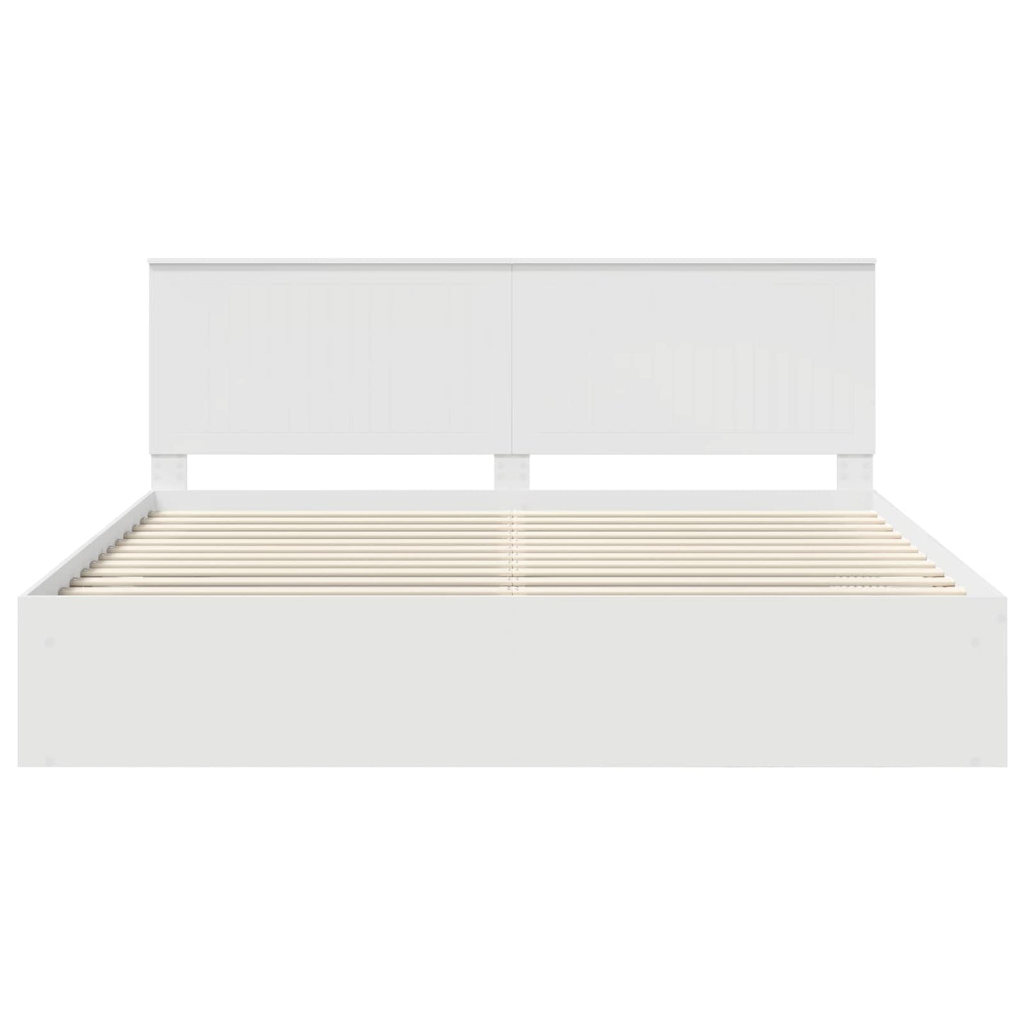 Bed Frame with Headboard White 200 x 200 cm Solid Pine Wood