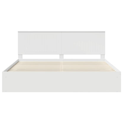Bed Frame with Headboard White 200 x 200 cm Solid Pine Wood
