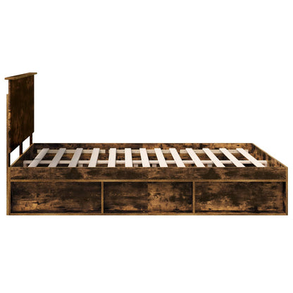 Bed Frame Smoked Oak 160 x 200 cm Solid Pine Wood