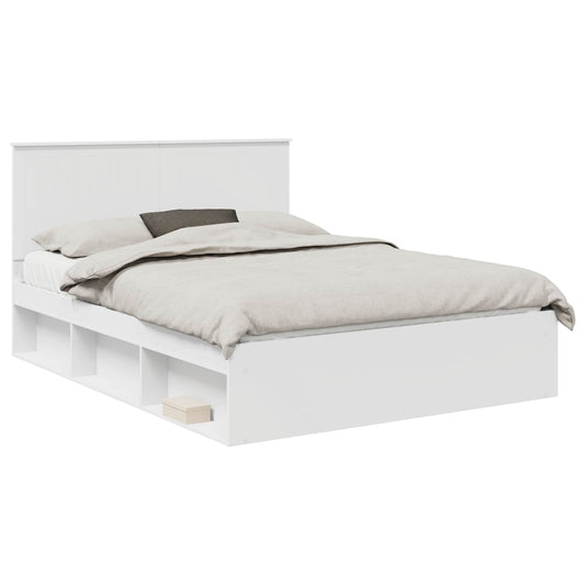 Bed Frame with Headboard White 150 x 200 cm Solid Pine Wood