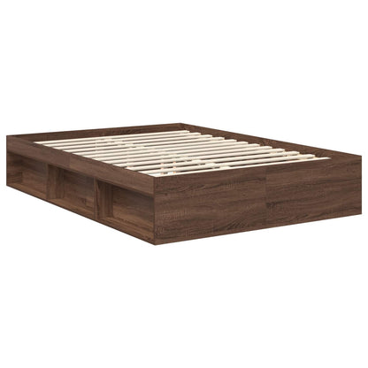 Bed Frame with Headboard Brown Oak 140 x 200 cm Solid Pine Wood