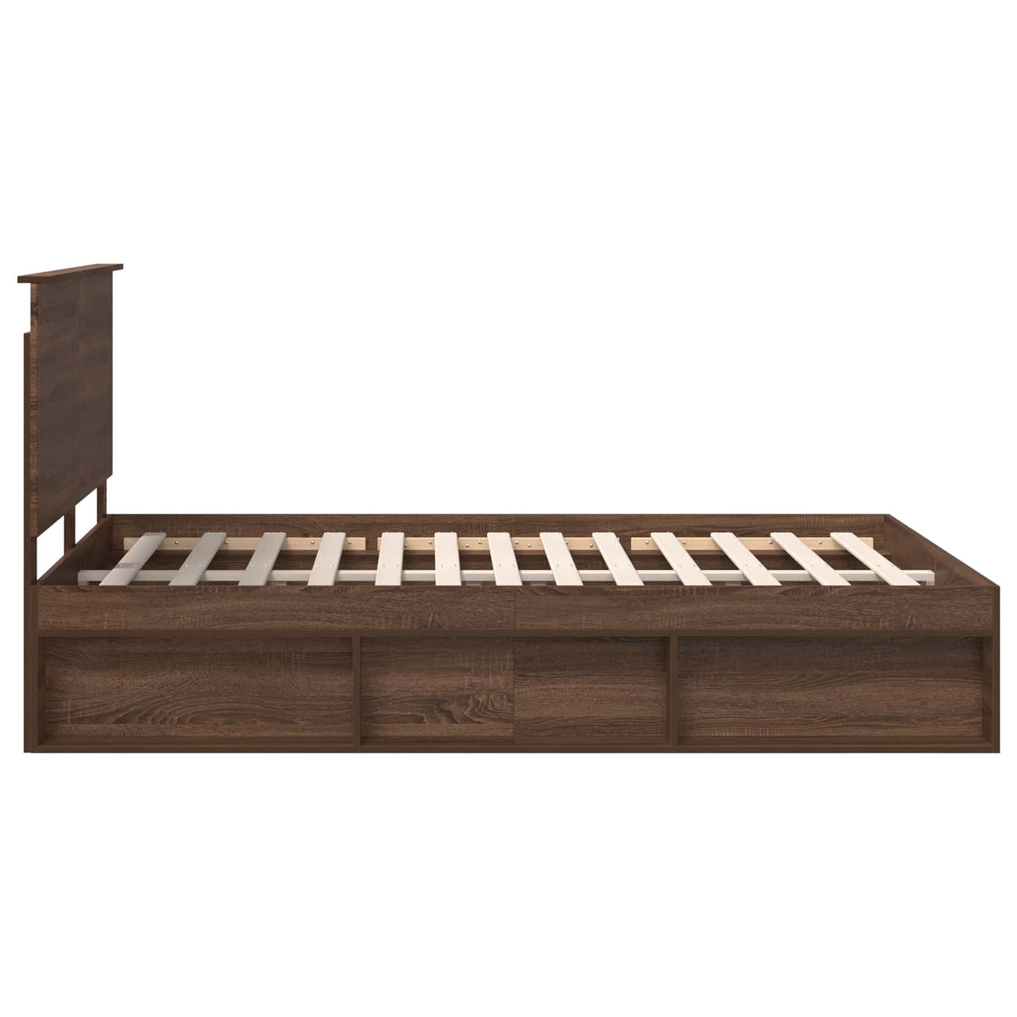Bed Frame with Headboard Brown Oak 140 x 200 cm Solid Pine Wood