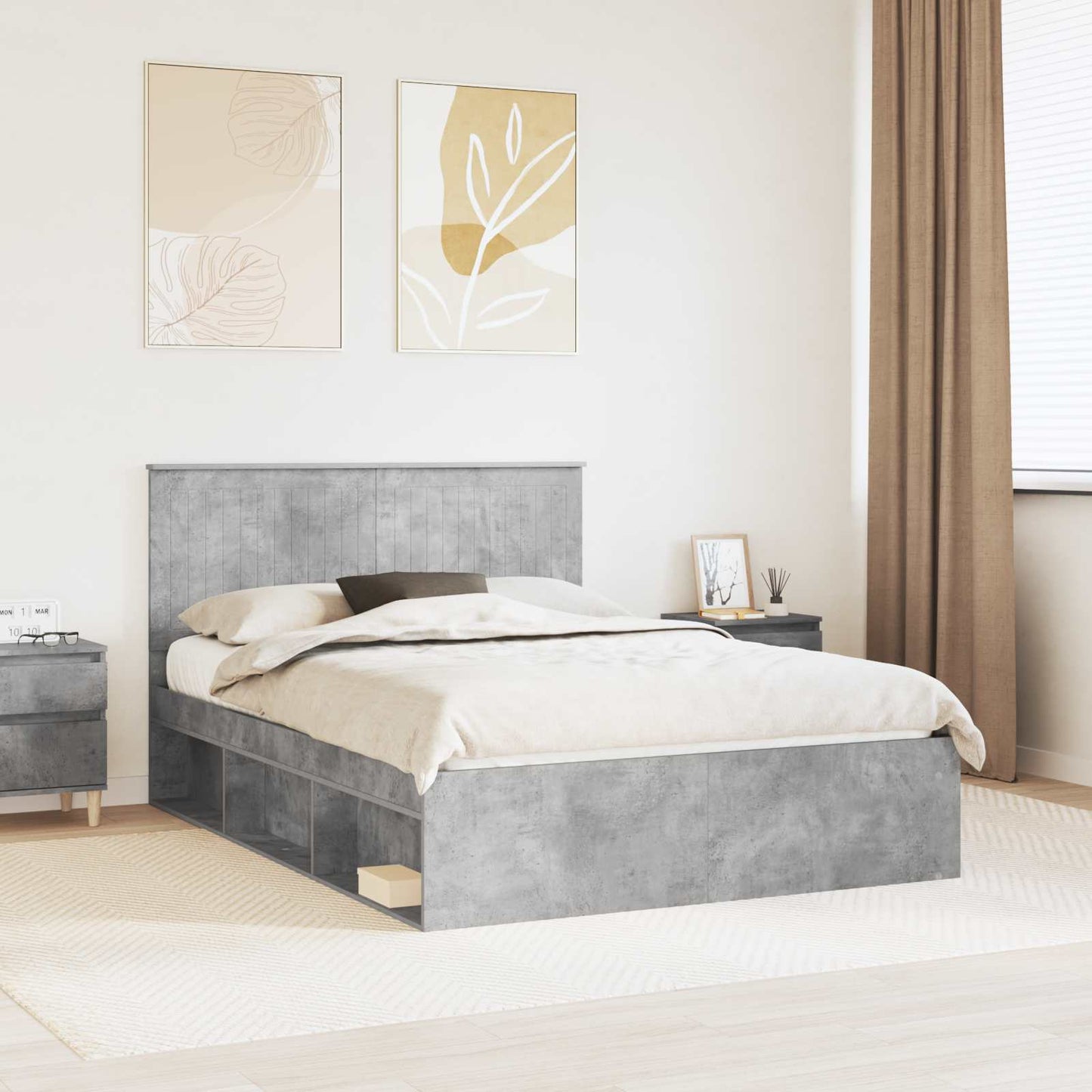 Bed Frame with Headboard Concerte 140 x 190 cm Solid Pine Wood