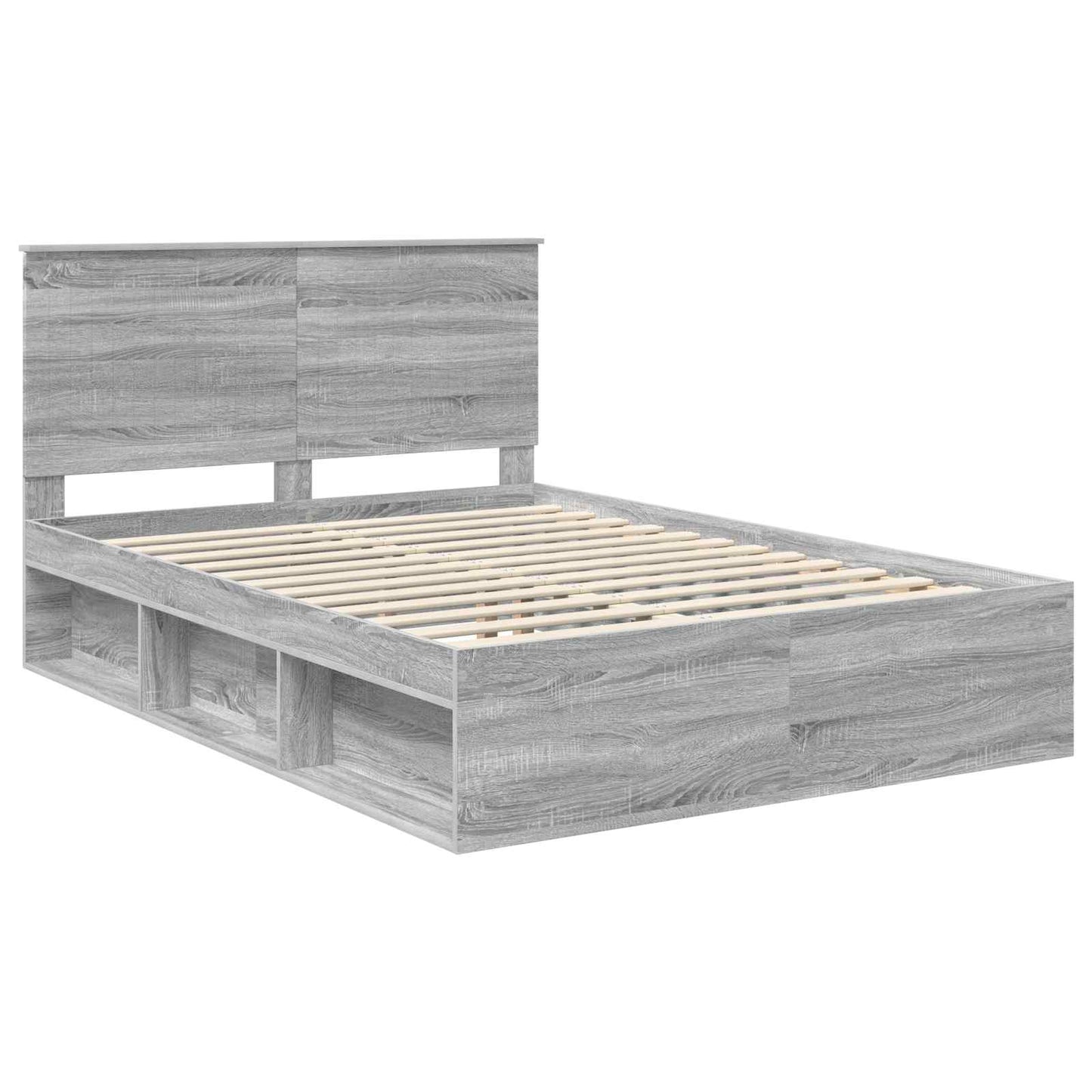 Bed Frame Grey Sonoma 140 x 190 cm Solid Pine Wood