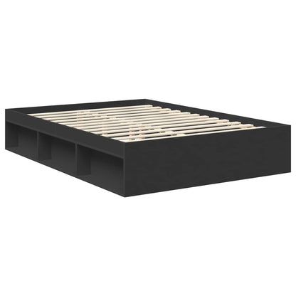 Bed Frame with Headboard Black 135 x 190 cm Solid Pine Wood