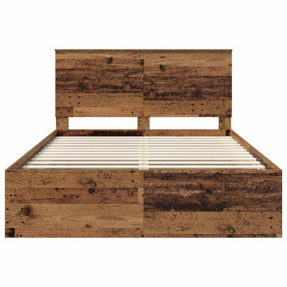 Bed Frame with Headboard Old Wood 135 x 190 cm Solid Pine Wood
