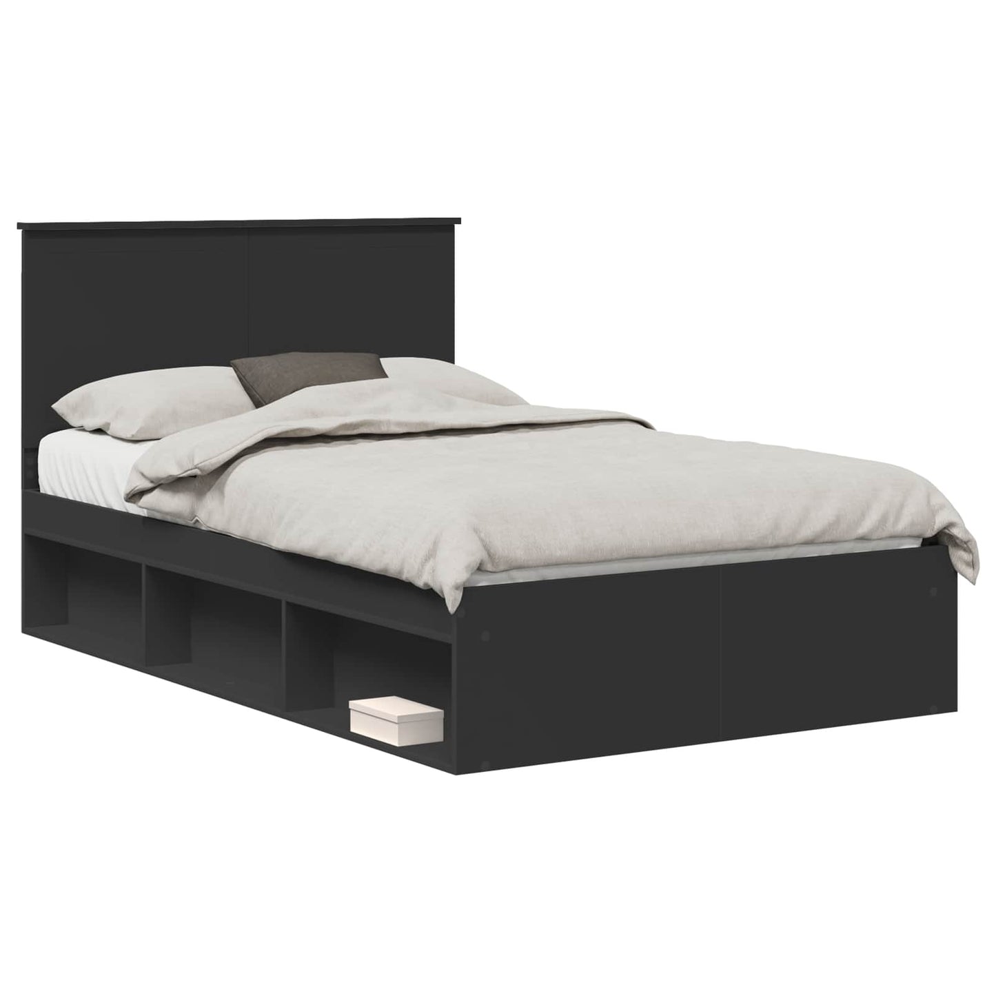 Bed Frame with Headboard Black 120 x 200 cm Solid Pine Wood