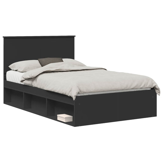 Bed Frame with Headboard Black 120 x 200 cm Solid Pine Wood