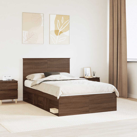 Bed Frame with Headboard Brown Oak 120 x 200 cm Solid Pine Wood