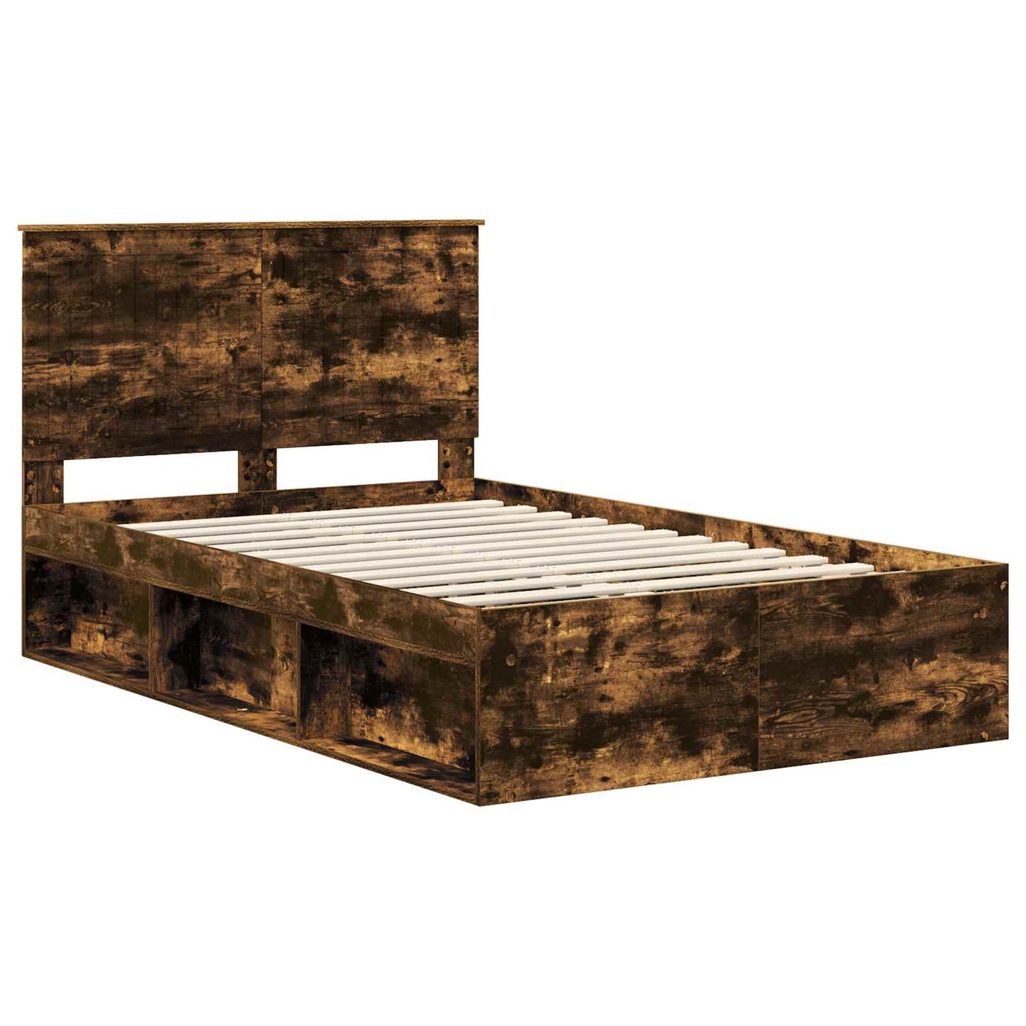 Bed Frame Smoked Oak 120 x 190 cm Solid Pine Wood