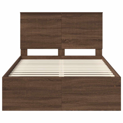 Bed Frame with Headboard Brown Oak 120 x 190 cm Solid Pine Wood