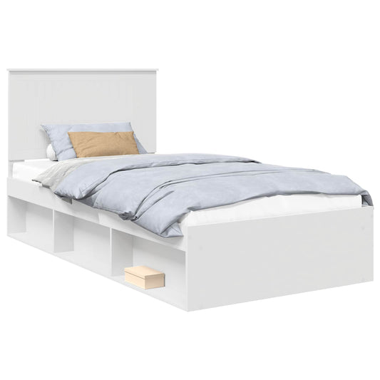 Bed Frame with Headboard White 100 x 200 cm Solid Pine Wood