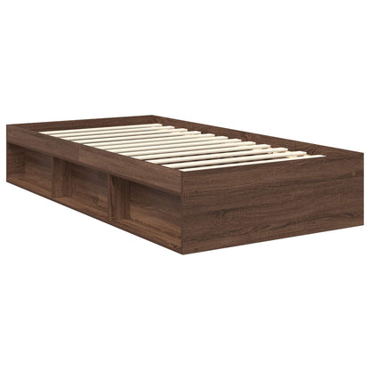 Bed Frame with Headboard Brown Oak 100 x 200 cm Solid Pine Wood