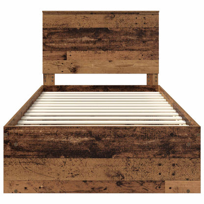 Bed Frame with Headboard Old Wood 100 x 200 cm Solid Pine Wood