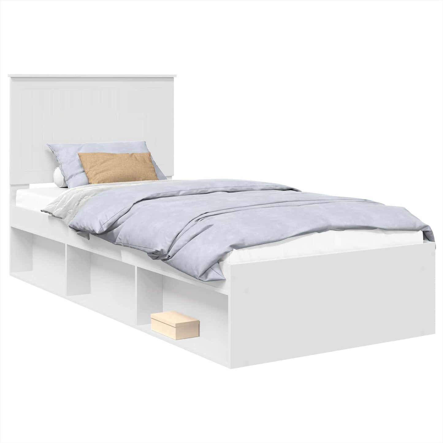 Bed Frame with Headboard White 90 x 200 cm Solid Pine Wood