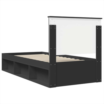 Bed Frame with Headboard Black 90 x 200 cm Solid Pine Wood