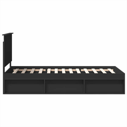 Bed Frame with Headboard Black 90 x 200 cm Solid Pine Wood