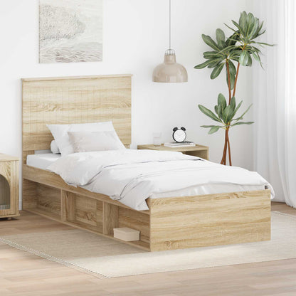 Bed Frame with Headboard Sonoma Oak 90 x 190 cm Solid Pine Wood