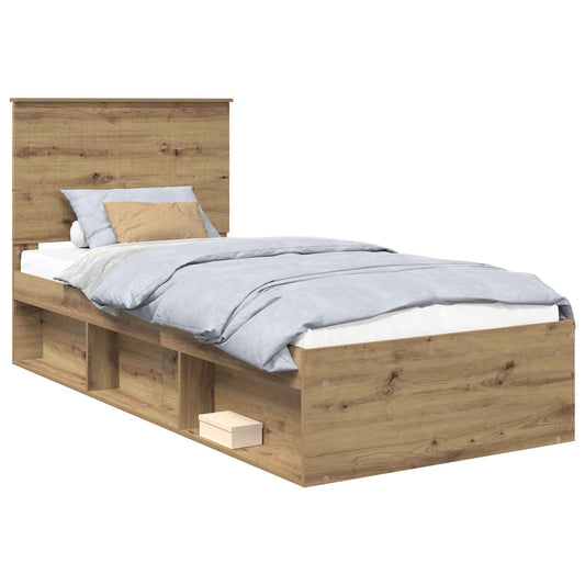 Bed Frame Artisian Oak 90 x 200 cm Solid Pine Wood