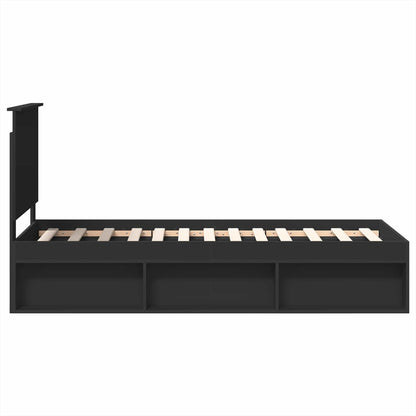 Bed Frame with Headboard Black 75 x 190 cm Solid Pine Wood