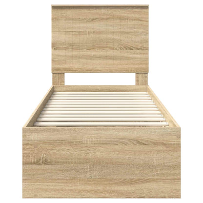 Bed Frame with Headboard Sonoma Oak 75 x 190 cm Solid Pine Wood