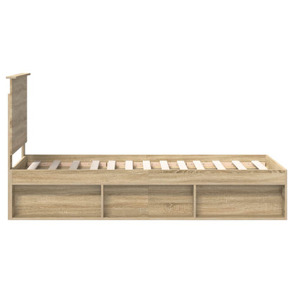 Bed Frame with Headboard Sonoma Oak 75 x 190 cm Solid Pine Wood