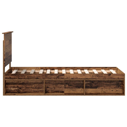 Bed Frame with Headboard Old Wood 75 x 190 cm Solid Pine Wood